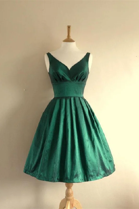 V-neck Short Handmade Pretty Green Homecoming Dress K208 Cowl Neckline Elegant