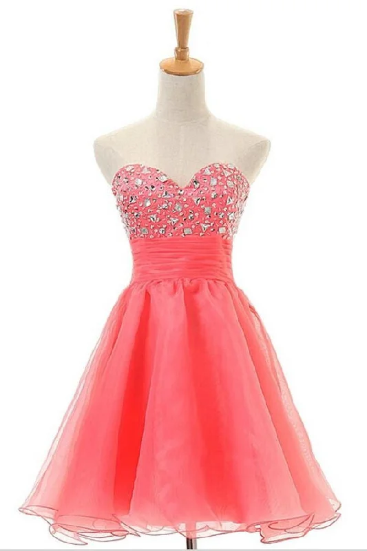 Watermelon Short Sweetheart Zipper Back Pretty Homecoming Dress K192 Tunics Seasonal trendy