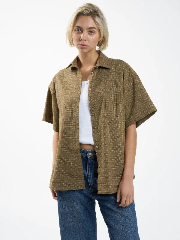 Dawson Plaid Shirt - Mustard Gold Polka Dot Checkered Tartan