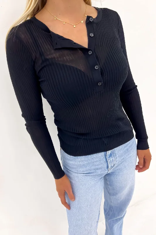 Dayna Long Sleeve Black Rayon Velvet Corduroy
