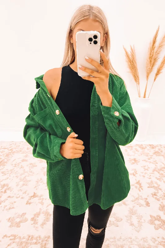 Dekota Shirt Green Ribbed Striped Patterned