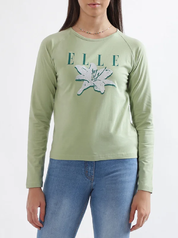 Elle Mint Fitted T-Shirt Print Jacquard Patchwork