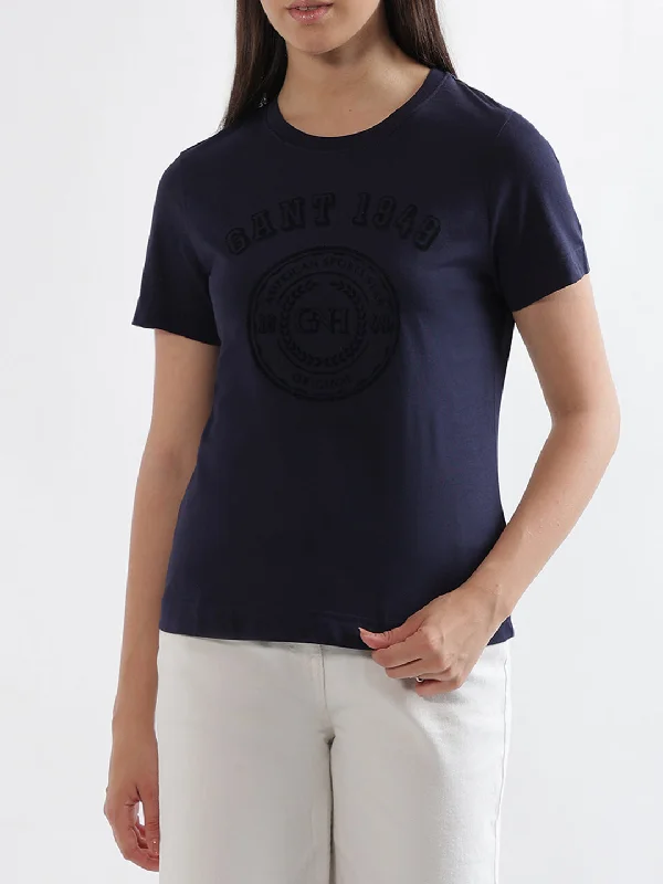 Gant Navy Logo Regular Fit T-Shirt Front Pockets Side Pockets Patch Pockets