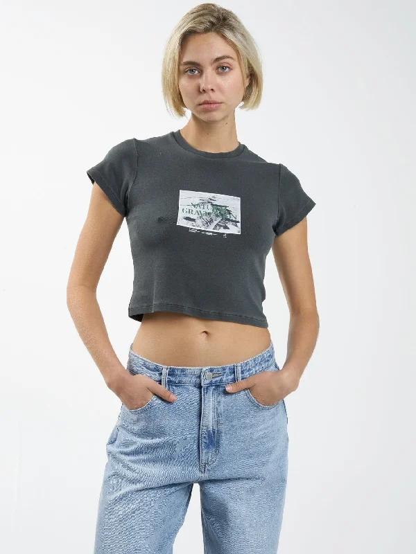 Gravitating Naturally Mini Tee - Merch Black V-Neck T-Shirt Long Sleeve Cotton