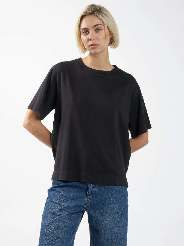 Hemp Box Tee - Black Fleece Fabric Down Fabric Feather Fabric