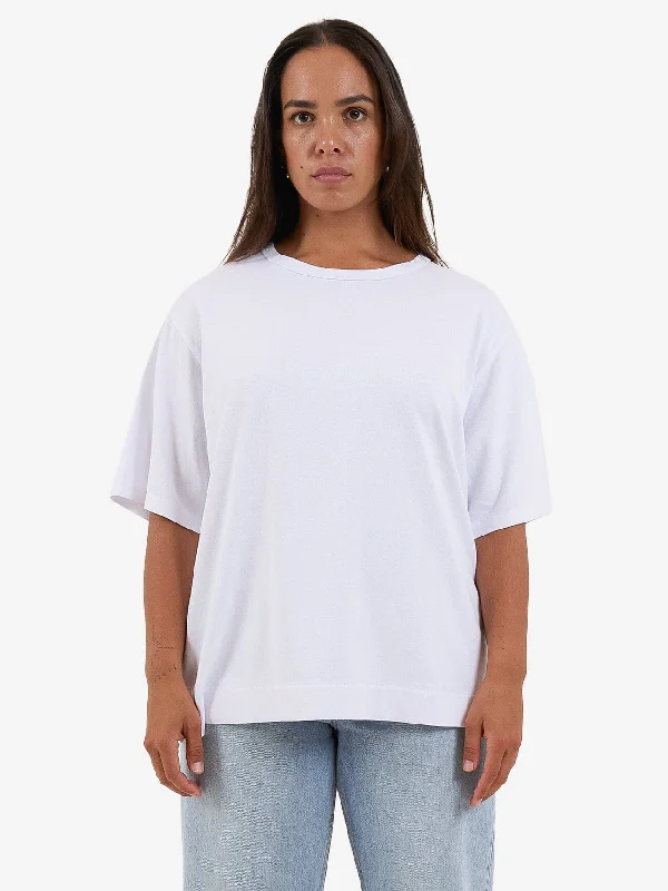 Hemp Box Tee - White Front Pockets Side Pockets Patch Pockets