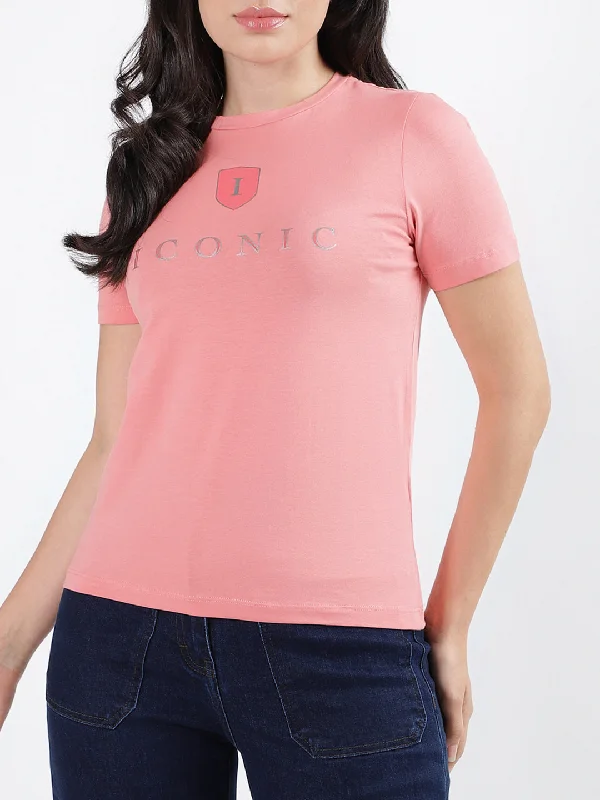 Iconic Coral Fashion Regular Fit T-Shirt Lace Blend Ribbed Blend Corduroy Blend