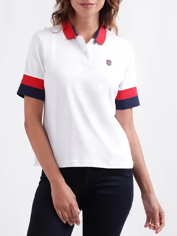 Iconic White Fashion Regular Fit Polo T-Shirt V-Neck T-Shirt Long Sleeve Cotton