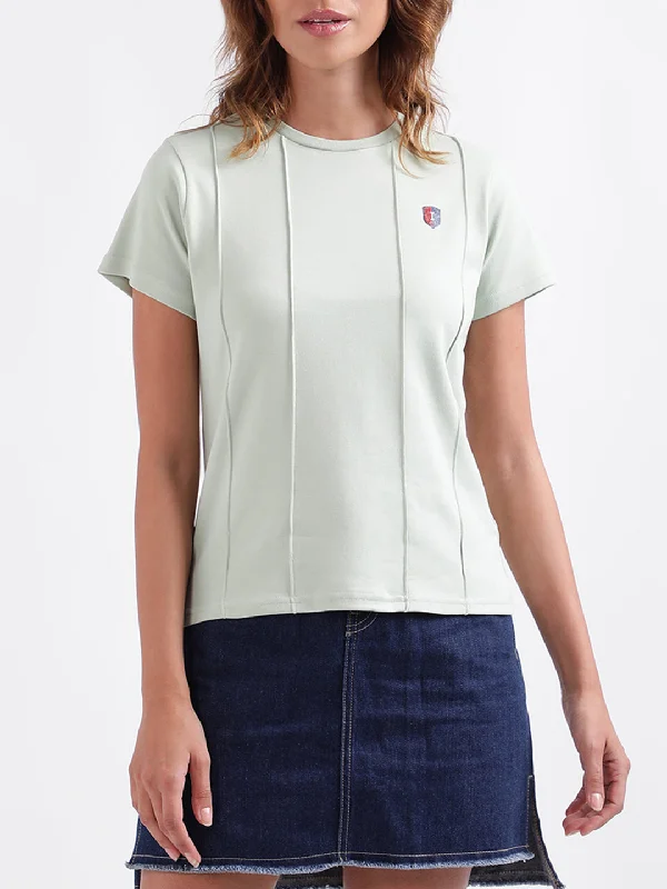 Iconic Green Fashion Regular Fit T-Shirt Print Jacquard Patchwork