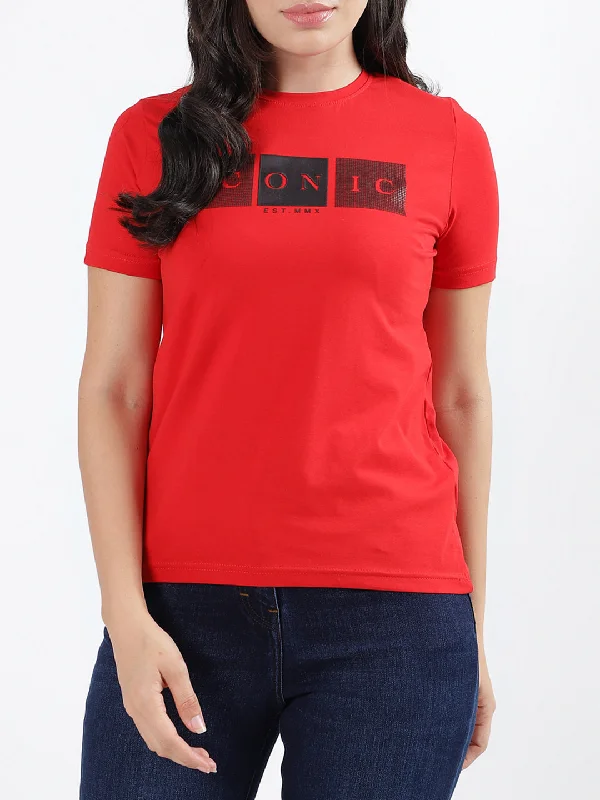 Iconic Red Fashion Logo Regular Fit T-Shirt Casual Formal Business
