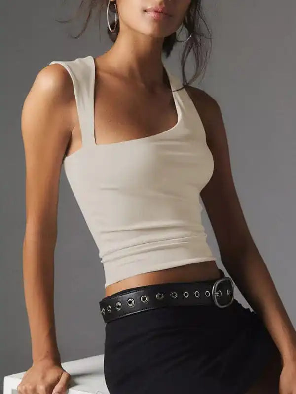 New Y2K irregular neckline top sexy backless slim vest Handmade Hand-knitted Hand-woven