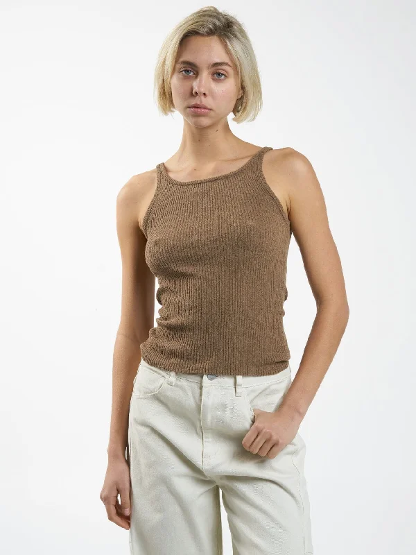 Langley Knit Tank - Mustard Gold Front Pockets Side Pockets Patch Pockets