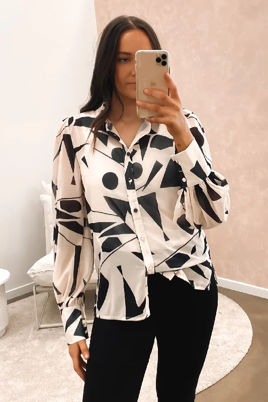 Nicola Shirt Beige Black Anti-Shrink Durable Soft