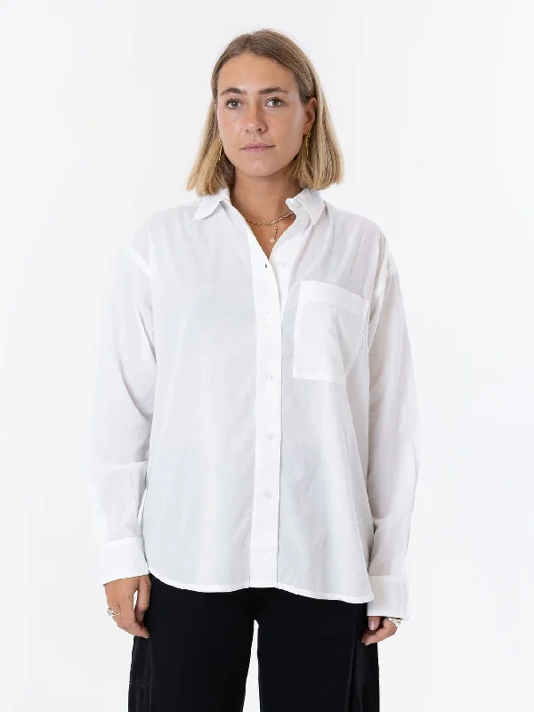 Parker Shirt - White Collared T-Shirt Boat Neck A-Line