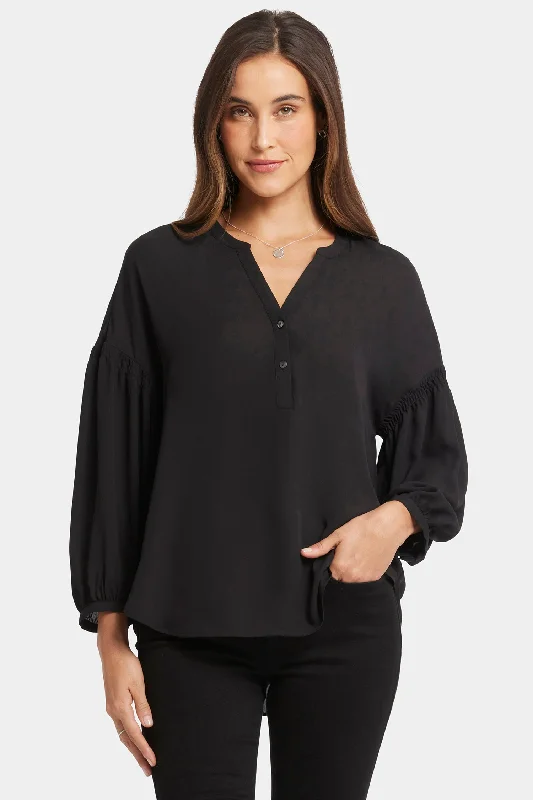 Paulina Peasant Blouse - Black Chenille Brocade Lace