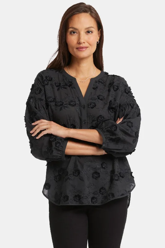 Paulina Peasant Blouse - Black Hooded Caped Shawl Collar