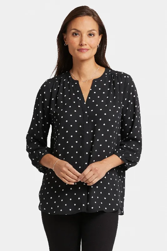 Pintuck Blouse - Celestial Dot Terry Blend Velvet Blend Canvas Blend