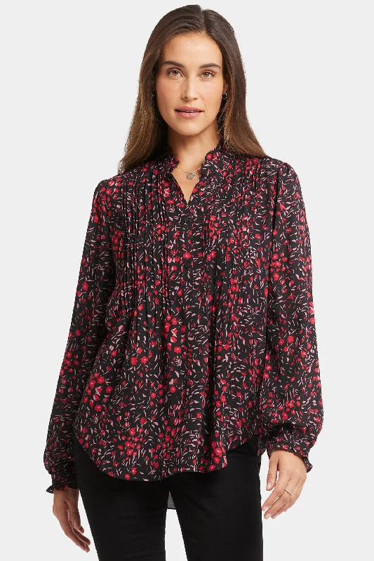 Pleated Front Tunic - Beulah Basin Polka Dot Checkered Tartan