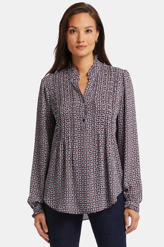 Pleated Front Tunic - Pinnacle Vista Real Fur Shearling Chenille