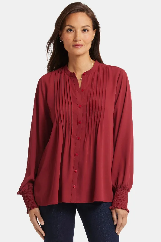 Pleated Peasant Blouse - Wild Currant Anti-Shrink Durable Soft