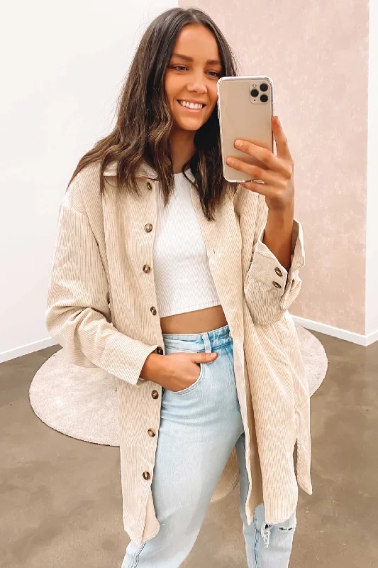 Preston Shacket Cream Oversized T-Shirt Spandex breathable