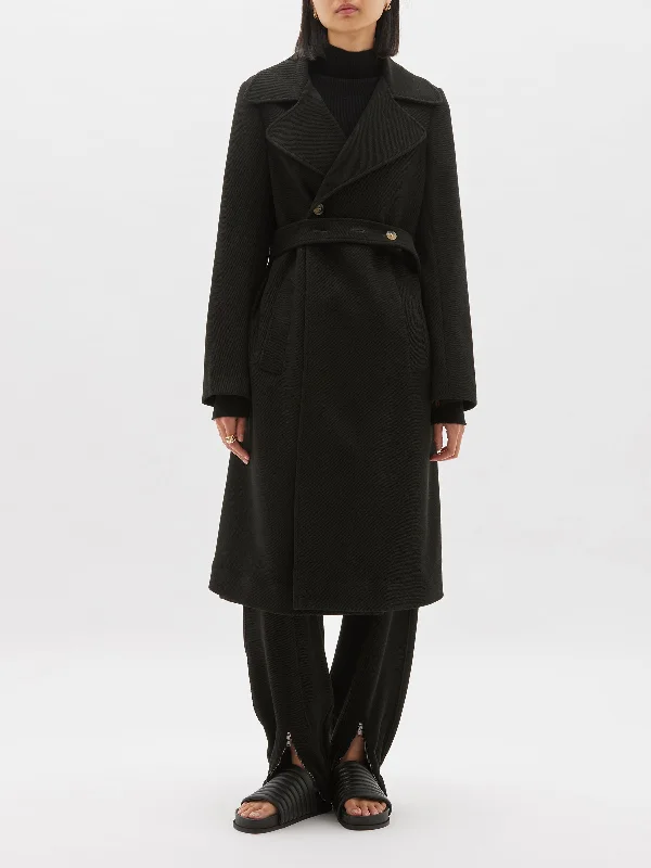 raised twill trench coat Zippered Front Buttoned Front Snap Front