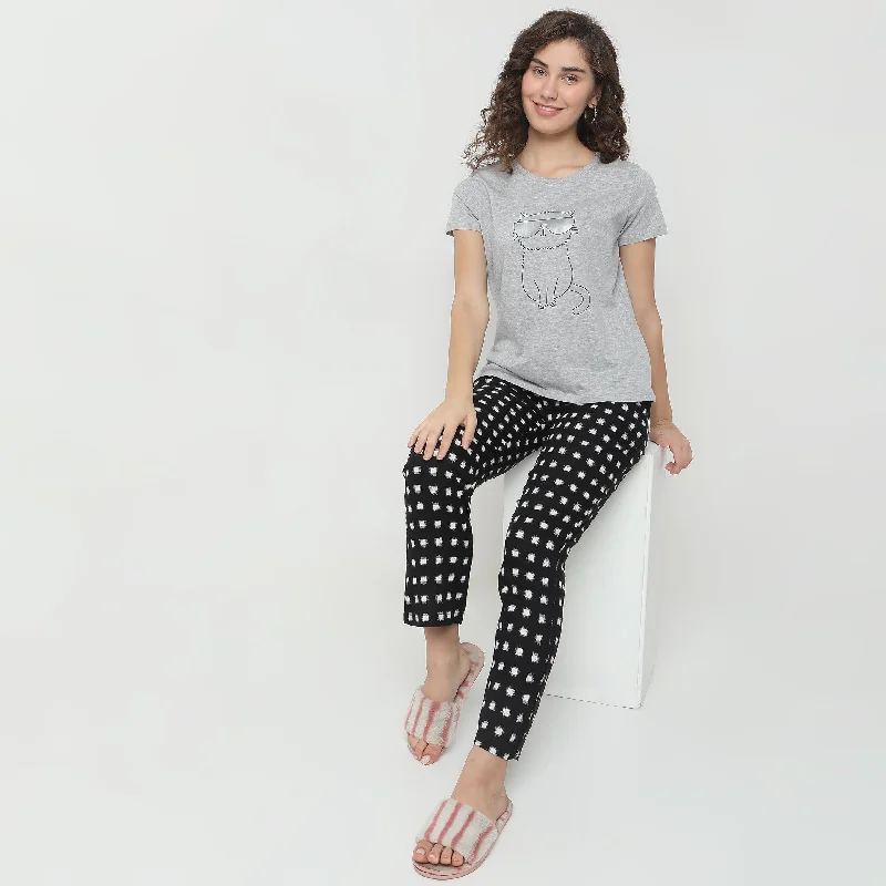 Regular Fit Animal Print Lounge T-Shirt Basic T-Shirt Crew Neck Short Sleeve