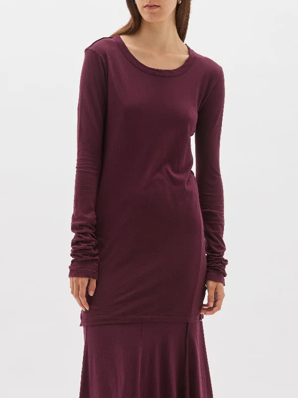 slim seam detail long sleeve t.shirt Knit Fabric Woven Fabric Fleece Fabric