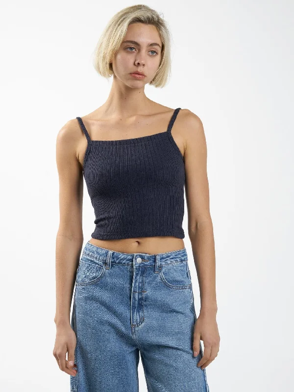 Thou Shall Not Tank - Midnight Blue Mesh Canvas Denim