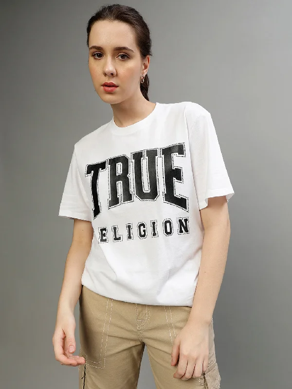 True Religion White Fashion Regular Fit T-Shirt Anti-Shrink Durable Soft