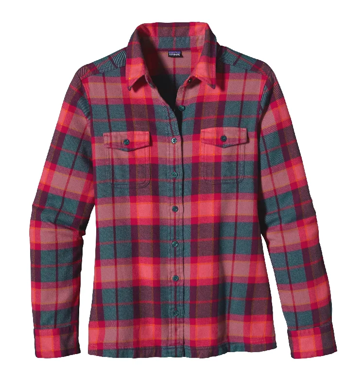 W's Long-Sleeved Fjord Flannel Shirt Mesh Blend Leather Blend Suede Blend