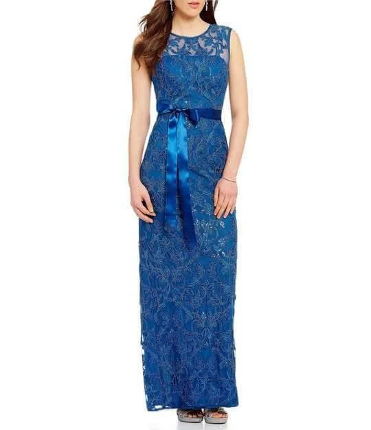 Adrianna Papell AP1E200781 Long Formal Cap Sleeve Evening Dress Flowy A-Line Skirt