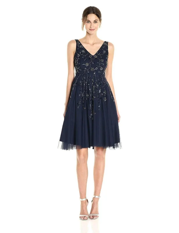 Adrianna Papell AP1E201275 Prom Short Sleeveless Cocktail Dress Comfy Floral Skirt