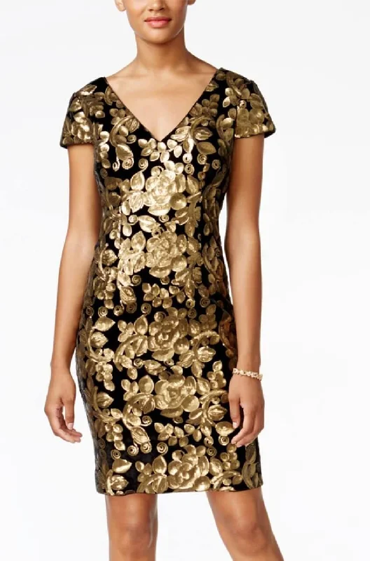 Adrianna Papell AP1E200398 Short Cap Sleeve Cocktail Velvet Dress Colorful Printed Skirt Adrianna Papell AP1E200398 Short Cap Sleeve Cocktail Velvet Dress Colorful Printed Skirt