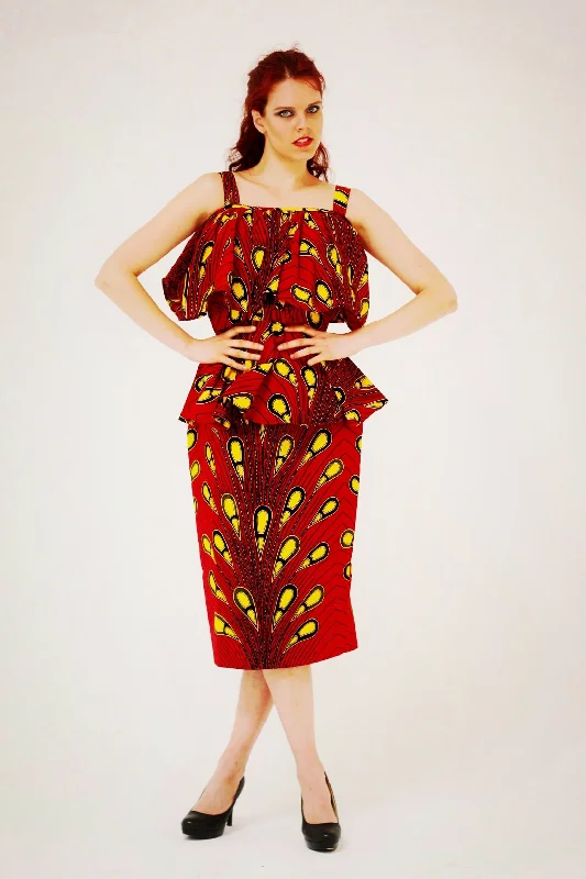 African Print Ankara batik Peplum Top Trendy Floral Print