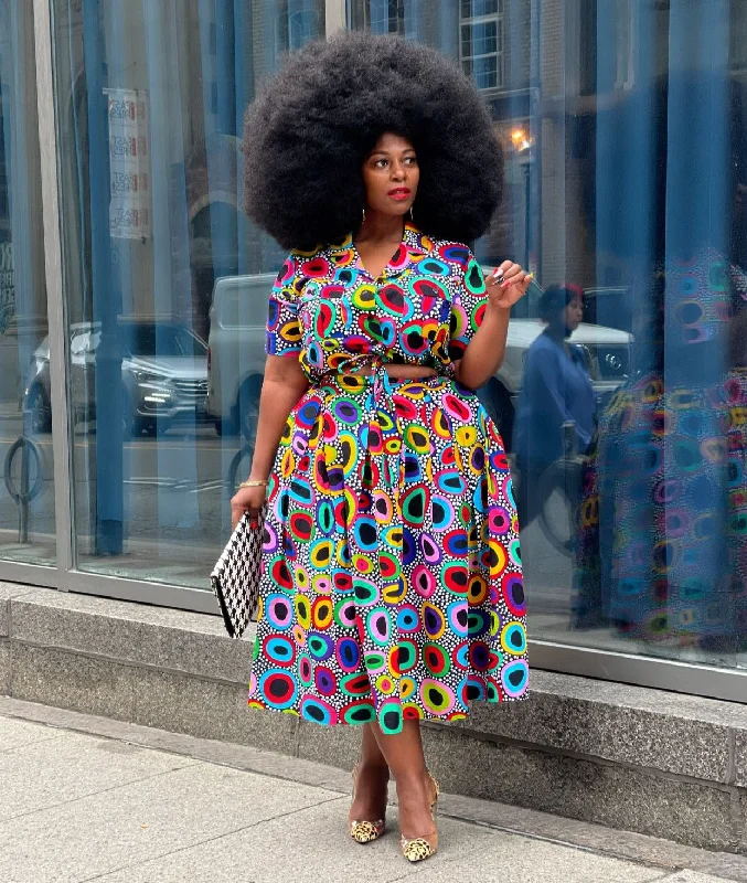 2 Pc African Print Box Pleat Midi Skirt and Crop Top Set- Candyce Light Pleated Skirt 2 Pc African Print Box Pleat Midi Skirt and Crop Top Set- Candyce Light Pleated Skirt