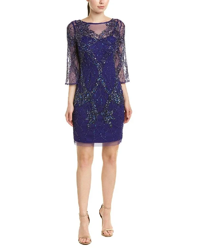 Aidan by Aidan Mattox Long Sleeve Short Cocktail Dress Vintage-Inspired Floral