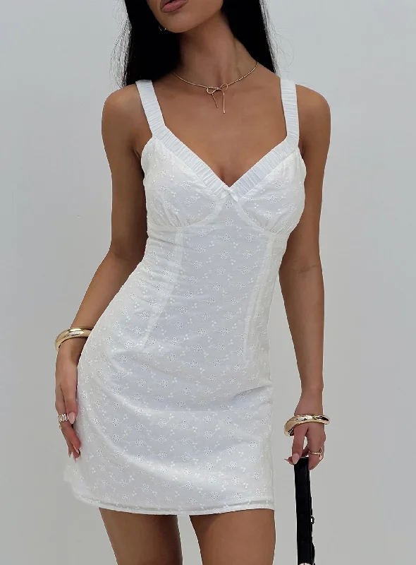 Almuna Mini Dress White Flowy Summer Skirt