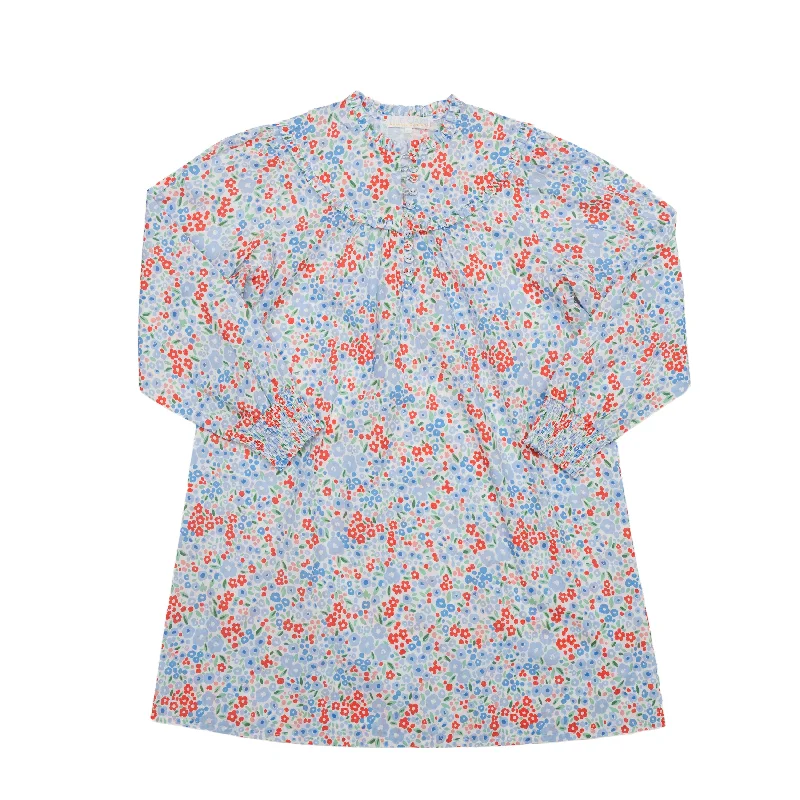 Ann Pepper Mom Blue Red Floral Dress Casual Floral Skirt