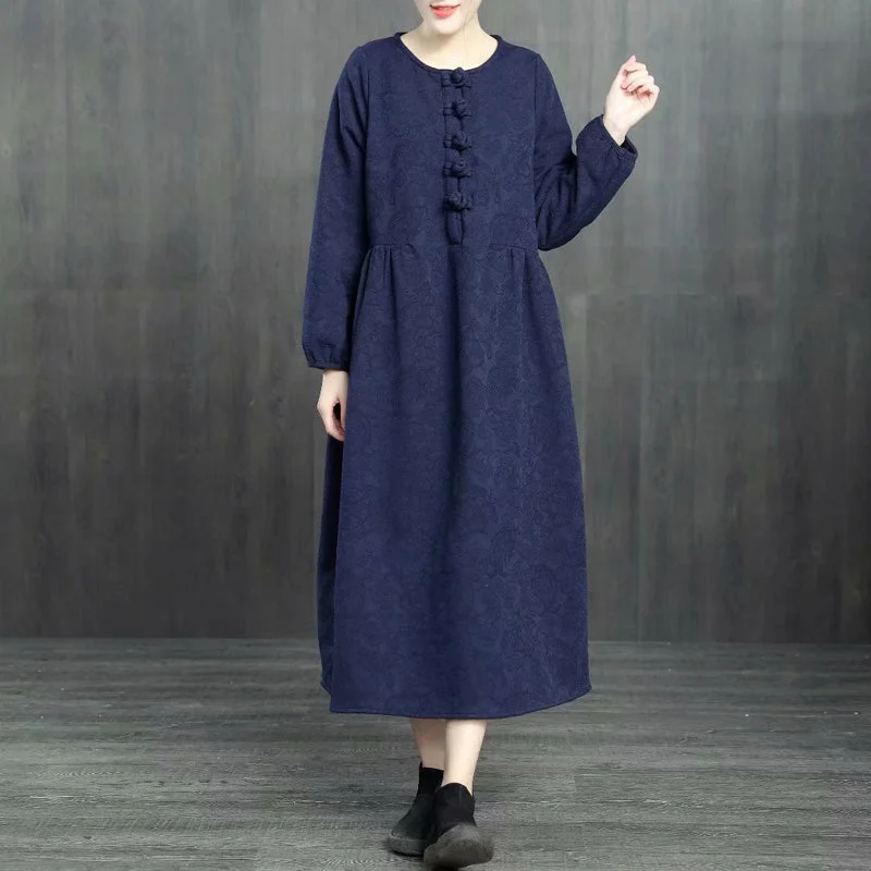 Chinese Style Loose Cotton Linen Brushed Dresses For Women 1363 Vintage Floral Print Chinese Style Loose Cotton Linen Brushed Dresses For Women 1363 Vintage Floral Print