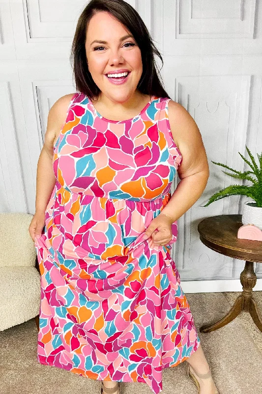 Hello Beautiful Fuchsia Abstract Floral Fit & Flare Maxi Dress (Open Pack) Vintage-Inspired Floral Hello Beautiful Fuchsia Abstract Floral Fit & Flare Maxi Dress (Open Pack) Vintage-Inspired Floral
