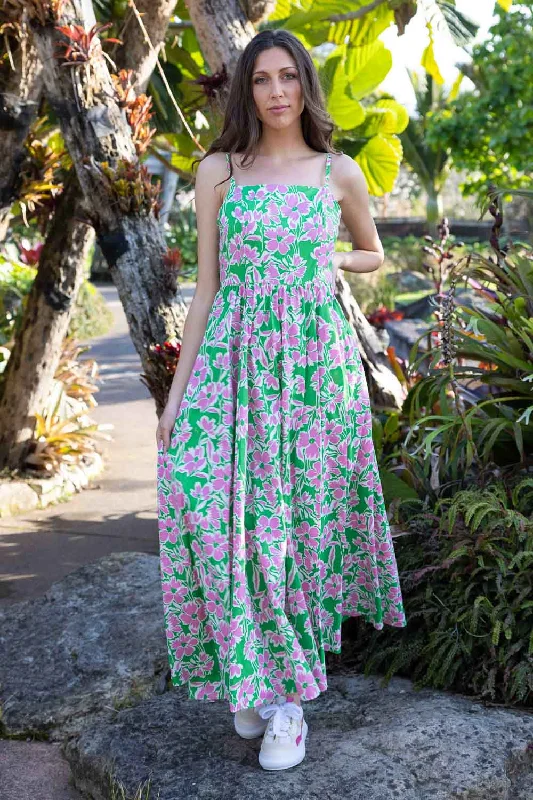 Hope Maxi Dress Green Floral Bold Floral Skirt