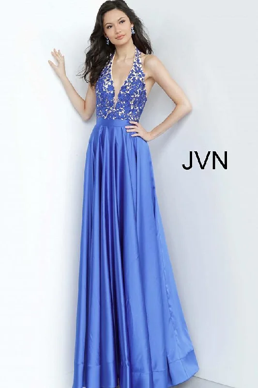Jovani 00927 Halter Prom Long Gown Feminine Skirt Style
