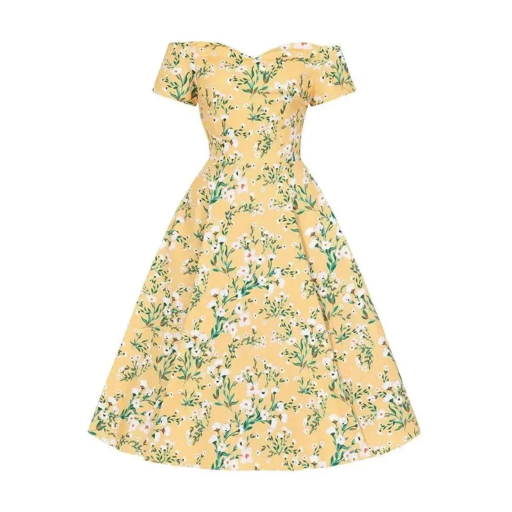 Liliana Dress - Yellow Floral Colorful Floral Skirt