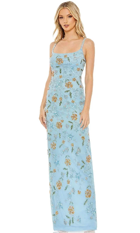 Mac Duggal 10808 - Square Neck Floral Evening Gown Soft Flowy Skirt