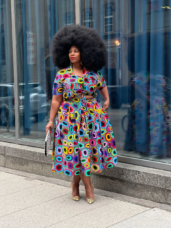 New in African Print Box Pleat Midi Skirt - Candyce Relaxed Floral Skirt