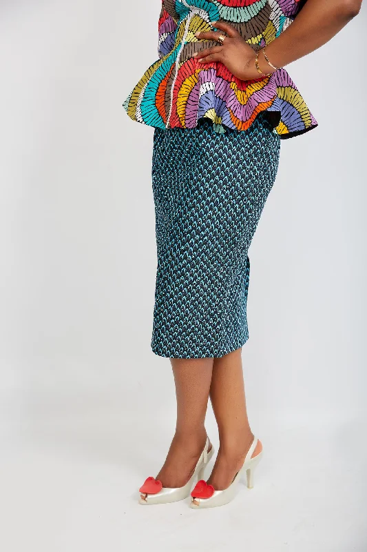 New in African Print Pencil Midi Skirt- Wangari Elegant Floral Midi