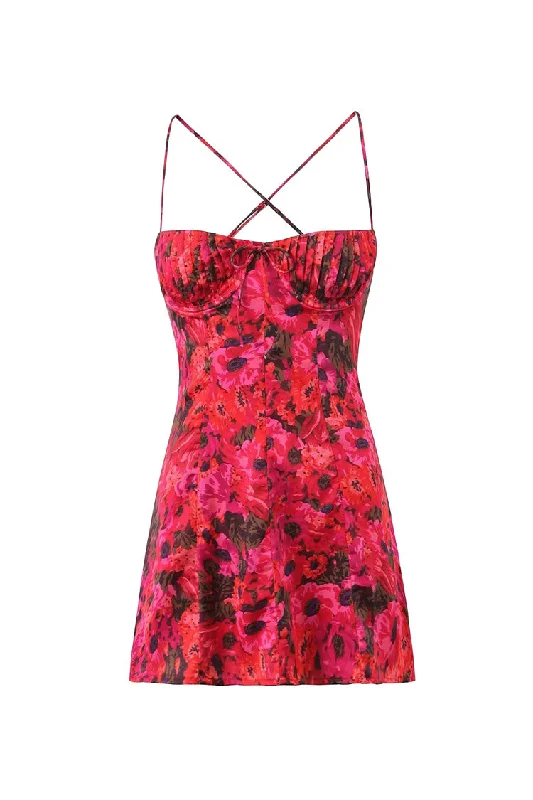 Sexy Floral Print Bow Pleated Bustier Cutout Cami Party Micro Mini Dress Pretty Floral Design Sexy Floral Print Bow Pleated Bustier Cutout Cami Party Micro Mini Dress Pretty Floral Design