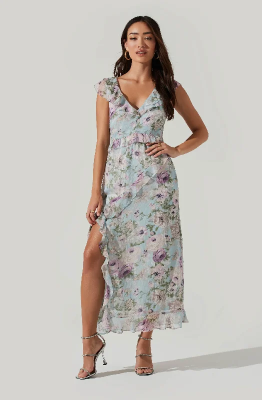 Tempest Floral Ruffle Midi Dress Boho Chic Skirt