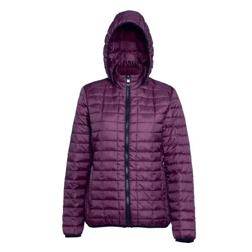 2786 Womens/Ladies Honeycomb Padded Hooded Jacket Stand-Up Roll-Neck Turtle